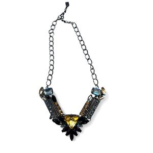 Edgy Metal & Stone Statement Necklace